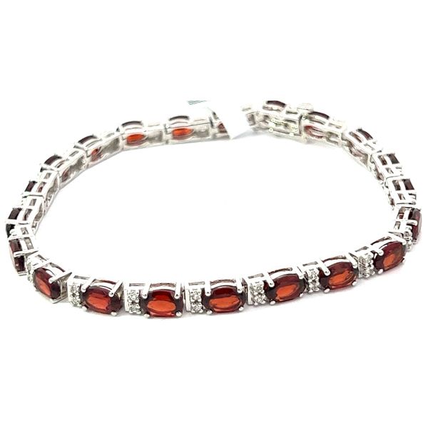Sterling 12.18ctw Garnet And .38ctw White Topaz Bracelet Charles Frederick Jewelers Chelmsford, MA