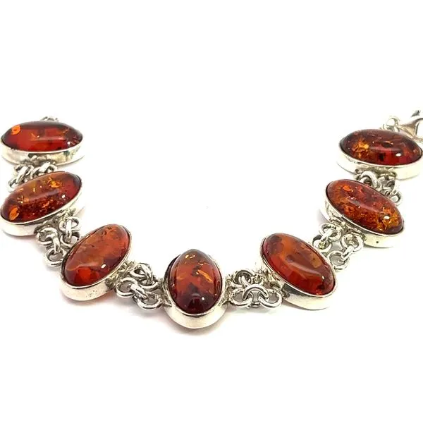 Sterling Large Amber Fashion Link Bracelet Charles Frederick Jewelers Chelmsford, MA