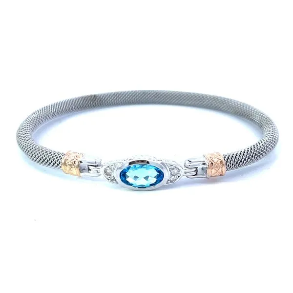 Sterling Silver Mesh Blue Topaz Lab Dia Bangle Charles Frederick Jewelers Chelmsford, MA