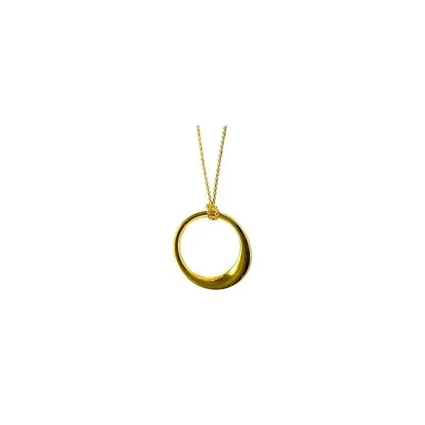 Gold Over Sterling Large Circle Pendant on Chain Charles Frederick Jewelers Chelmsford, MA