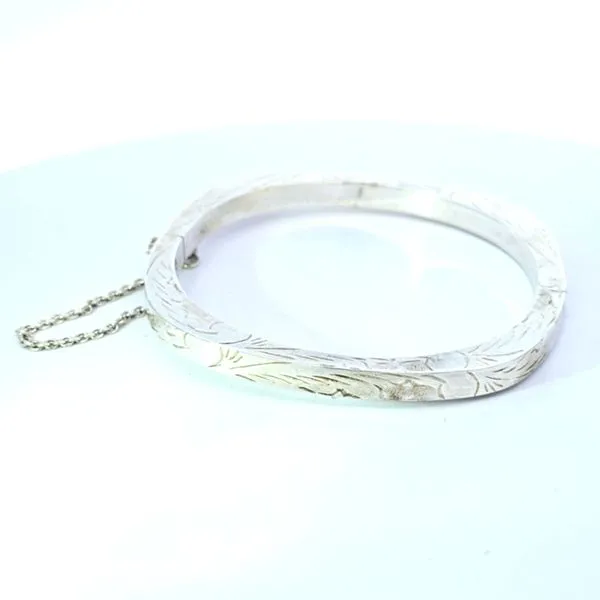 Estate- 925 Vintage Art Deco Style Squared Bangle 7 Inch (12 Grams) Charles Frederick Jewelers Chelmsford, MA