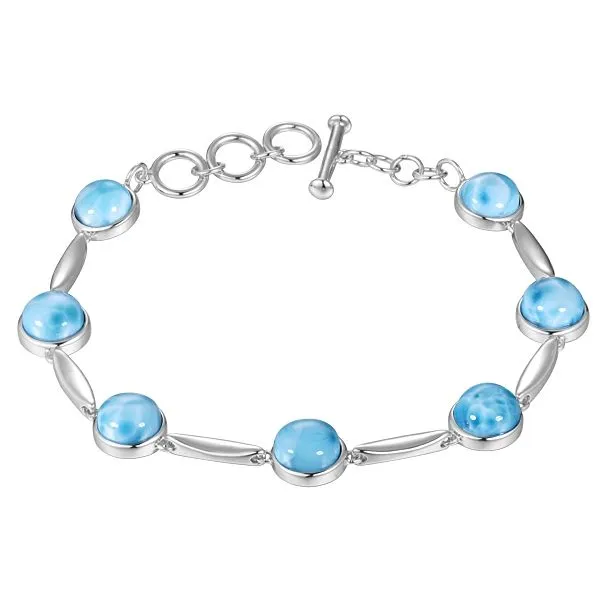 SS Round Larimar Bracelet with Toggle Clasp Charles Frederick Jewelers Chelmsford, MA