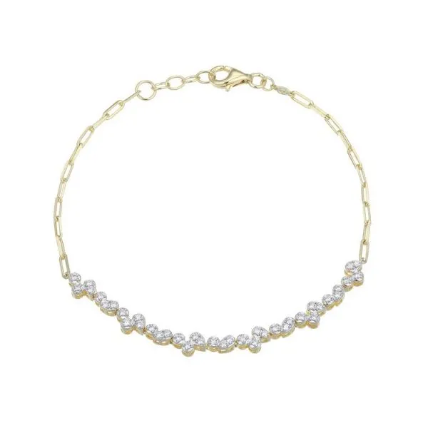 SS Pear/Round Lab-Created Diamond 3/8 Carat Total Weight Gold Plated Paperclip Bracelet Charles Frederick Jewelers Chelmsford, MA