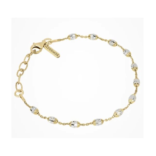 Sterling Silver 2 tone Diamond Cut Station Bracelet 7.25 inches Charles Frederick Jewelers Chelmsford, MA