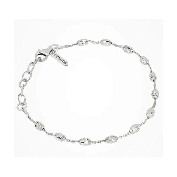 Sterling Silver Diamond Cut Station Ball Bracelet 7.25 Inches Charles Frederick Jewelers Chelmsford, MA