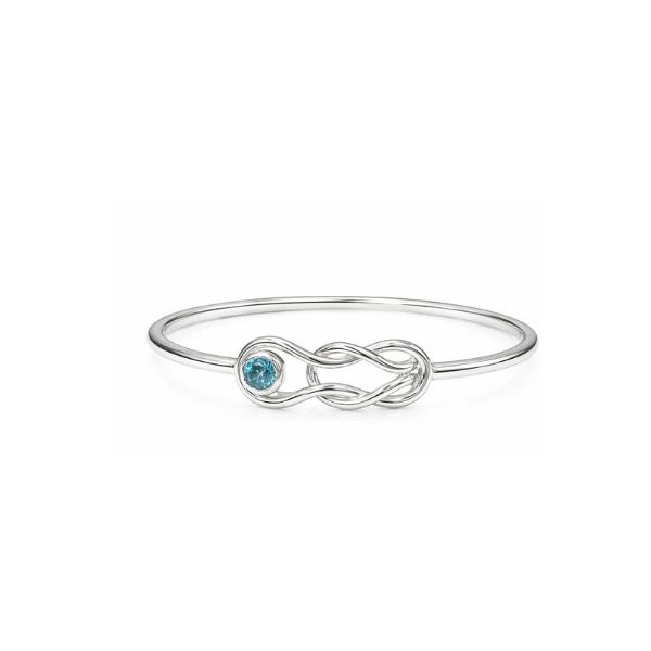 Sterling Silver Knot with 5mm Blue Topaz Bangle Charles Frederick Jewelers Chelmsford, MA