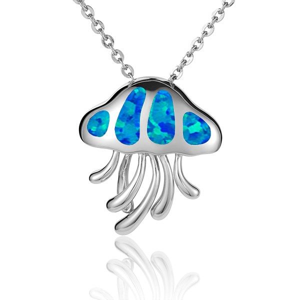 SS Jellyfish Pendant with Created Opal Charles Frederick Jewelers Chelmsford, MA