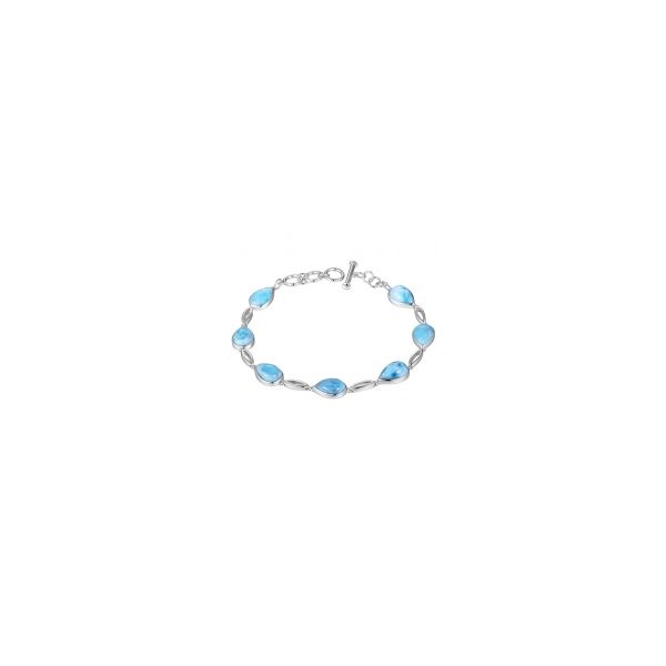 925 SS  Larimar Tear Drop Bracelet with toggle clasp Charles Frederick Jewelers Chelmsford, MA