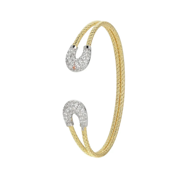 SS With Gold Cz Cuff Bracelet By Charles Garnier Charles Frederick Jewelers Chelmsford, MA