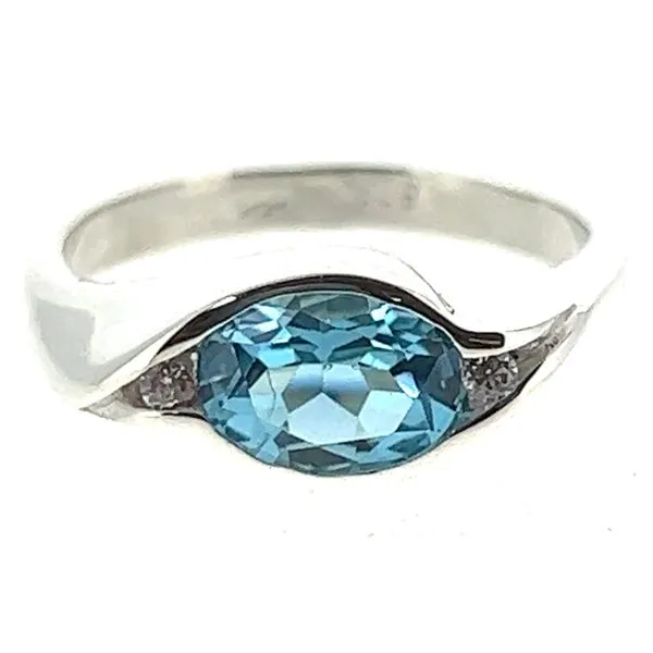 Sterling 8mm Oval Blue Topaz Ring Charles Frederick Jewelers Chelmsford, MA