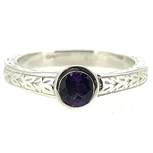 Sterling 5mm Round Antique Style Amethyst Ring Charles Frederick Jewelers Chelmsford, MA