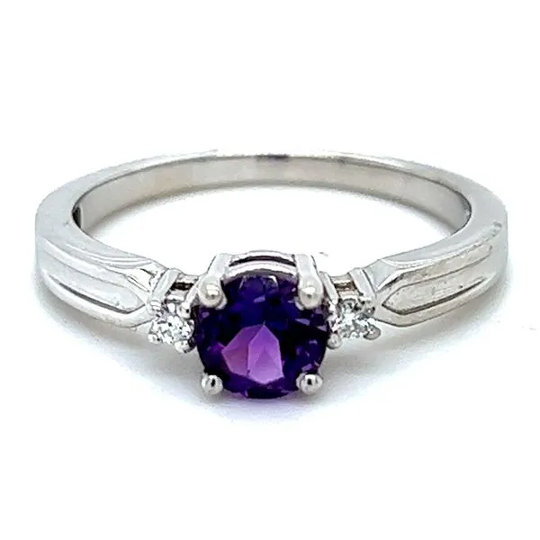Sterling Amethyst And .04ctw Diamond Ring