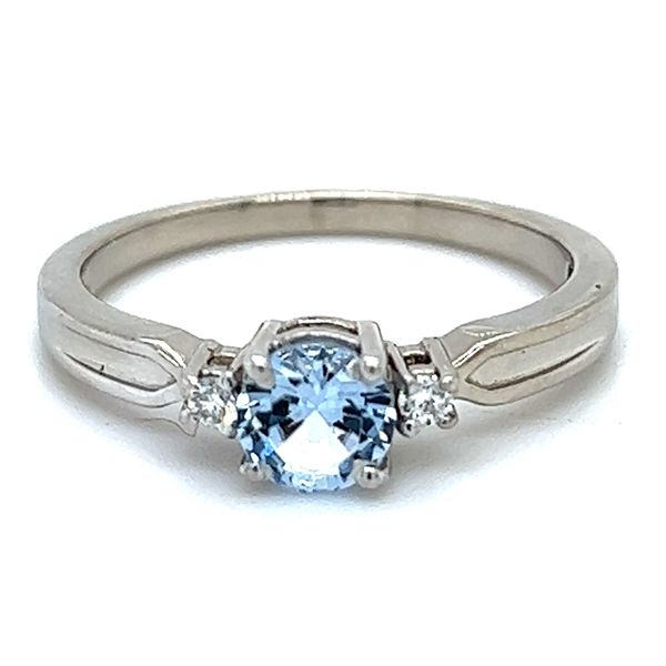 Sterling Created Aqua And .04ctw Diamond Ring Charles Frederick Jewelers Chelmsford, MA