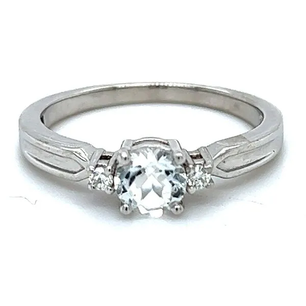 Sterling White Topaz And .04ctw Diamond Ring
