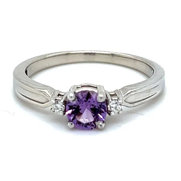 Sterling Simulated Alexandrite And .04ctw Diamond Ring