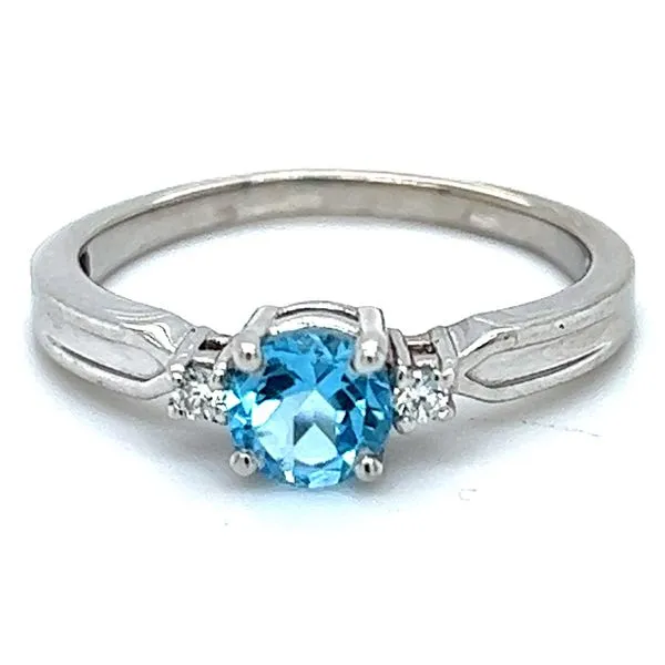 Sterling Blue Topaz And .04ctw Diamond Ring