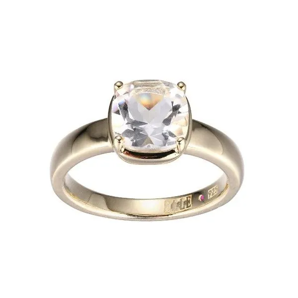 Sterling Gold Plate Clear Quartz 8mm Cushion Ring Charles Frederick Jewelers Chelmsford, MA
