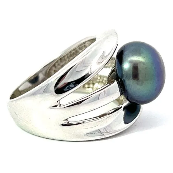 Sterling 10.5mm Black Dyed Pearl Ring Image 2 Charles Frederick Jewelers Chelmsford, MA