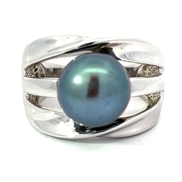 Sterling 10.5mm Black Dyed Pearl Ring Charles Frederick Jewelers Chelmsford, MA