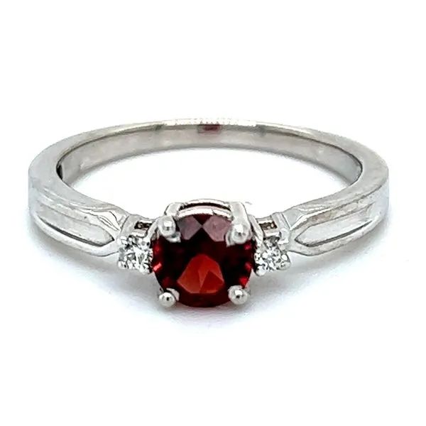 Sterling 5mm Garnet And .04ctw Diamond Ring Charles Frederick Jewelers Chelmsford, MA
