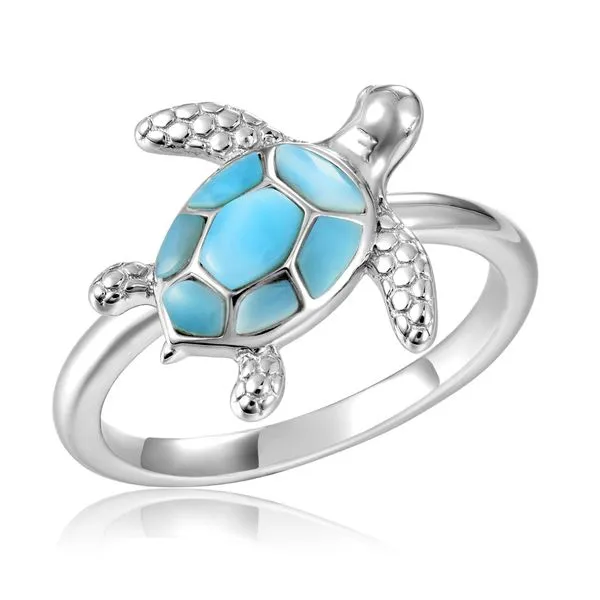 Sterling SIlver Larimar Turtle Ring Size 7 Charles Frederick Jewelers Chelmsford, MA