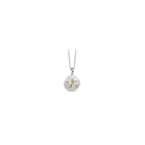 Sterling Silver & 14kt 2 Tone Sand Dollar Necklace Charles Frederick Jewelers Chelmsford, MA