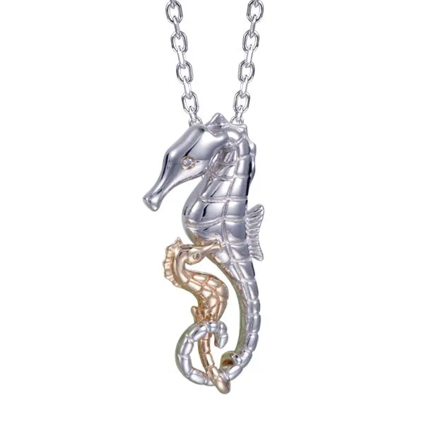Sterling SIlver & 14kt 2 tone Seahorse Pendant Charles Frederick Jewelers Chelmsford, MA