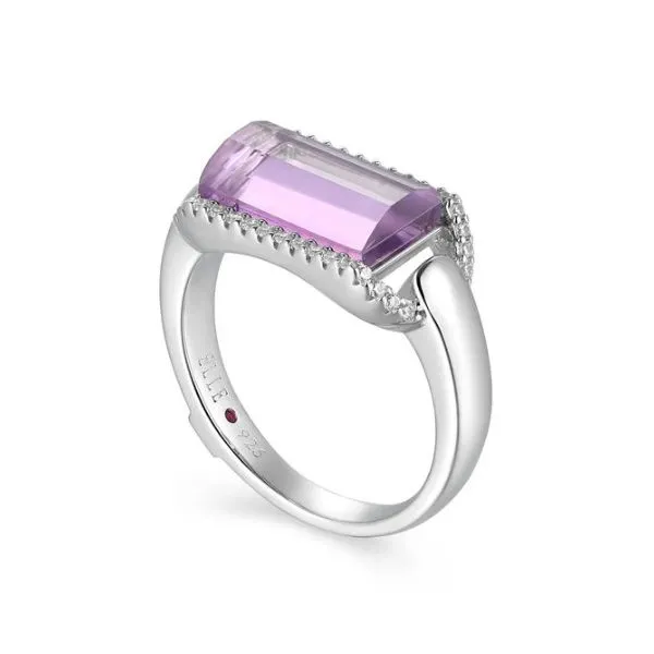 SS Fancy Iris African Amethyst Doublet Ring in Rhodium-Plated Sterling Silver BY ELLE Charles Frederick Jewelers Chelmsford, MA