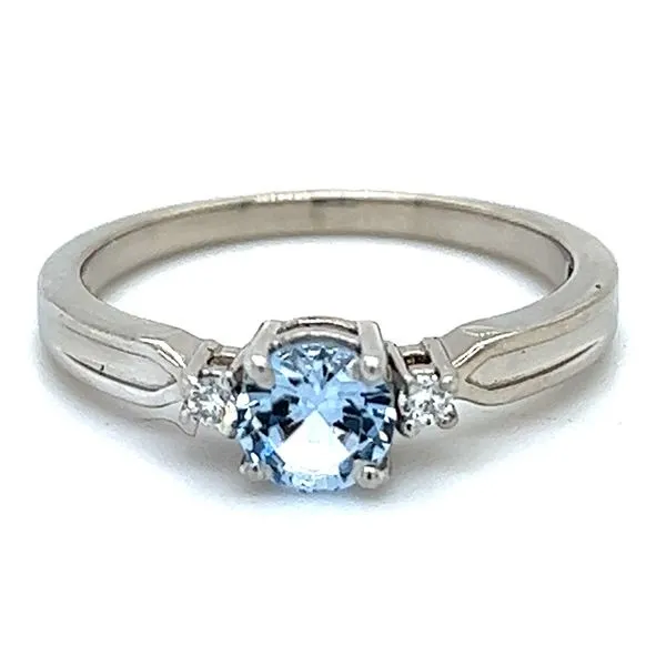 Sterling Created Aqua And .04ctw Diamond Ring Charles Frederick Jewelers Chelmsford, MA