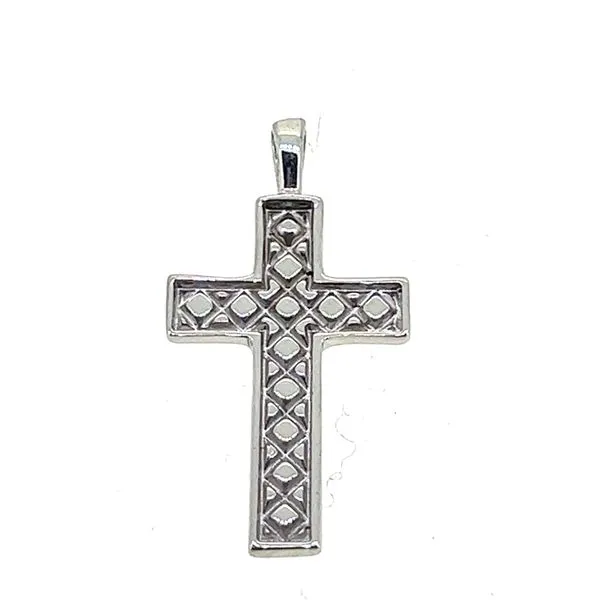 Sterling Solid Hatched Medium Cross Charles Frederick Jewelers Chelmsford, MA