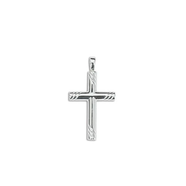 Sterling Silver Extra Large Half Round Groove Cross Charles Frederick Jewelers Chelmsford, MA