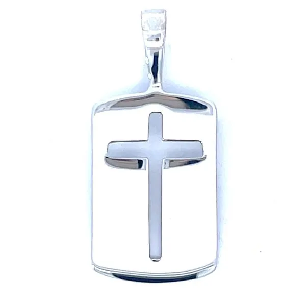 STERLING SILVER DOG TAG CROSS