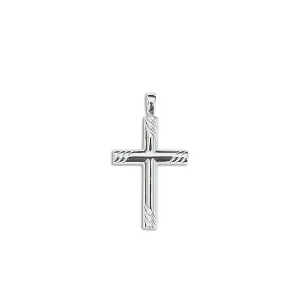 Sterling Silver Extra Large Half Round Groove Cross Charles Frederick Jewelers Chelmsford, MA
