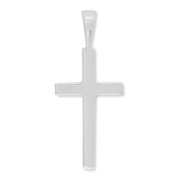 Sterling Silver Large Block Thin Cross Image 2 Charles Frederick Jewelers Chelmsford, MA
