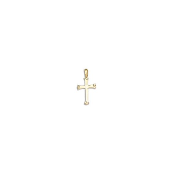 14kt Yellow Gold Solid Small Cross Pendant Charles Frederick Jewelers Chelmsford, MA