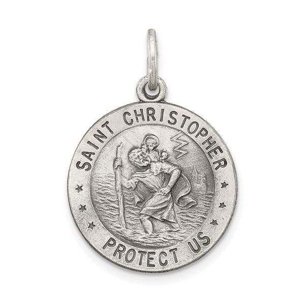 Sterling Silver Antiqued St Christopher Medal Charles Frederick Jewelers Chelmsford, MA