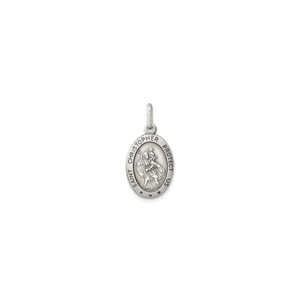 Sterling Silver Oval Antiqued St. Christopher Medal Charles Frederick Jewelers Chelmsford, MA