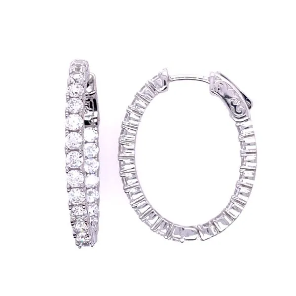 Sterling CZ Inside/Out Oval Hoops Charles Frederick Jewelers Chelmsford, MA