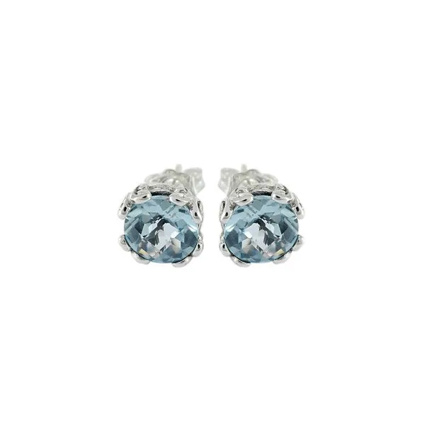 SS 7MM ROUND BLUE TOPAZ STUDS Charles Frederick Jewelers Chelmsford, MA
