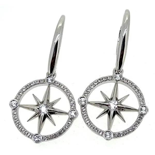 Sterling Compass Rose Lever Back Earrings Charles Frederick Jewelers Chelmsford, MA