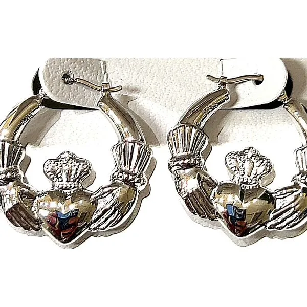 Sterling Large Claddagh Hoop Earrings Charles Frederick Jewelers Chelmsford, MA