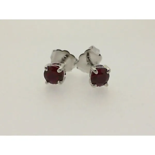 Sterling January 4mm Imitation Garnet Stud Earrings Image 2 Charles Frederick Jewelers Chelmsford, MA