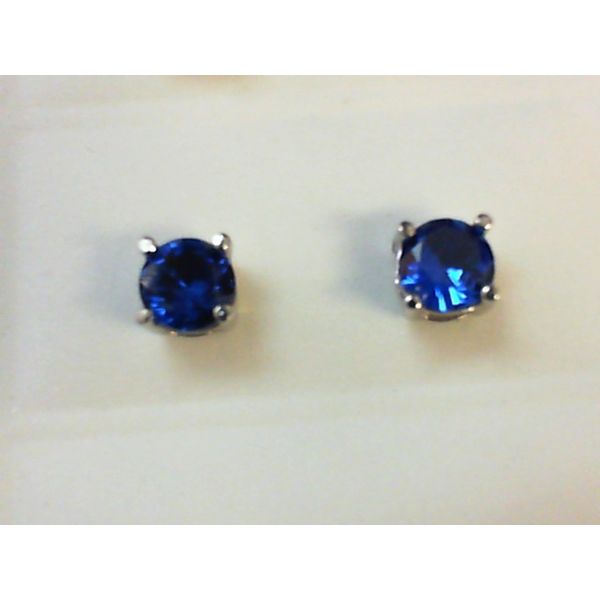 Sterling September 4mm Imitation Sapphire Stud Earrings Image 2 Charles Frederick Jewelers Chelmsford, MA