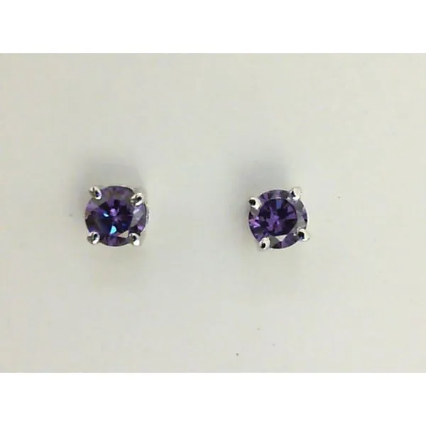 Sterling February 4mm Imitation Amethyst Stud Earrings Image 2 Charles Frederick Jewelers Chelmsford, MA