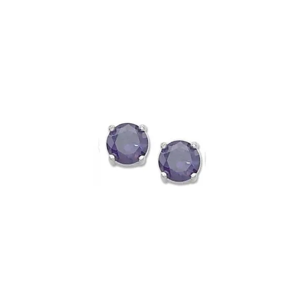 Sterling February 4mm Imitation Amethyst Stud Earrings Charles Frederick Jewelers Chelmsford, MA