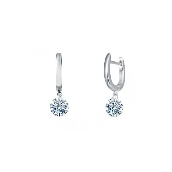 Sterling Frameless Drop Solitaire Earrings Charles Frederick Jewelers Chelmsford, MA