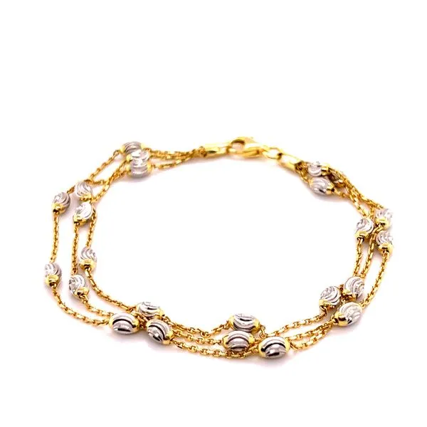 Sterling Vermeil 3 strand OVS Bead Bracelet Charles Frederick Jewelers Chelmsford, MA