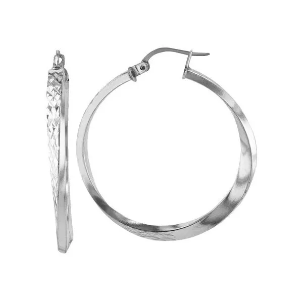 Sterling Textured Hoop Earrings Charles Frederick Jewelers Chelmsford, MA