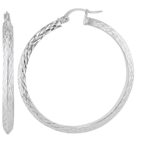 Sterling large Textured Hoop Earrings Charles Frederick Jewelers Chelmsford, MA
