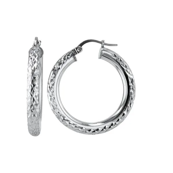 Sterling Textured Hoop Earrings Charles Frederick Jewelers Chelmsford, MA